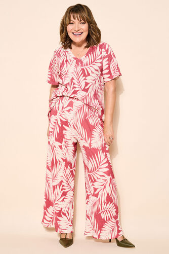 Palm Print Plisse Trousers